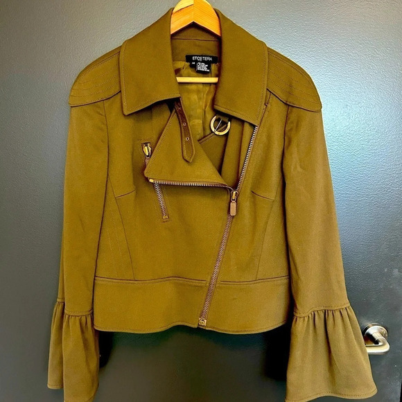 Etcetera wool thick moto blazer with puffed sleeves  excellent condition size 14 - Picture 6 of 11